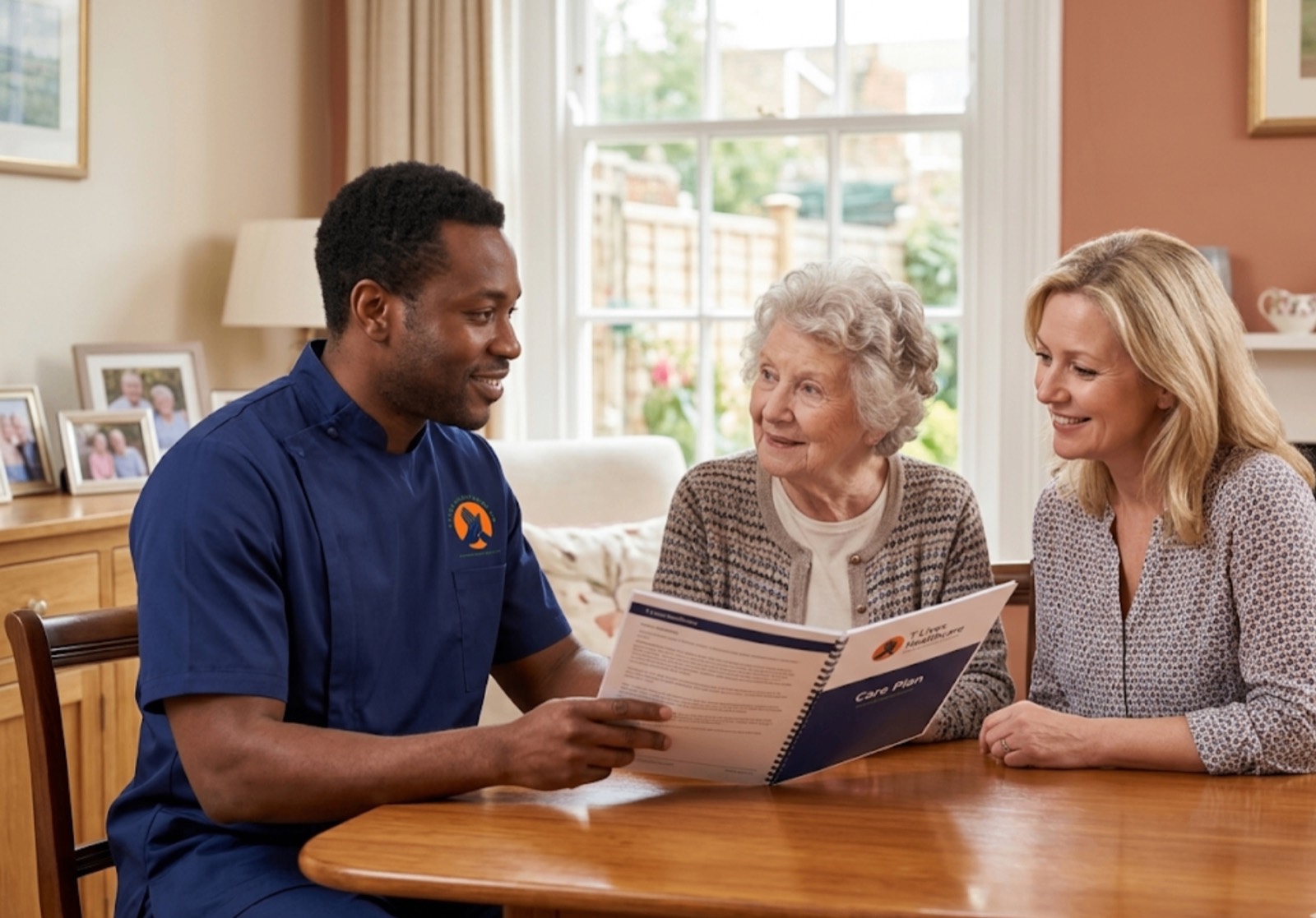 TLives Healthcare care coordinator conducting a free home care assessment with a family in Sandwell, West Midlands