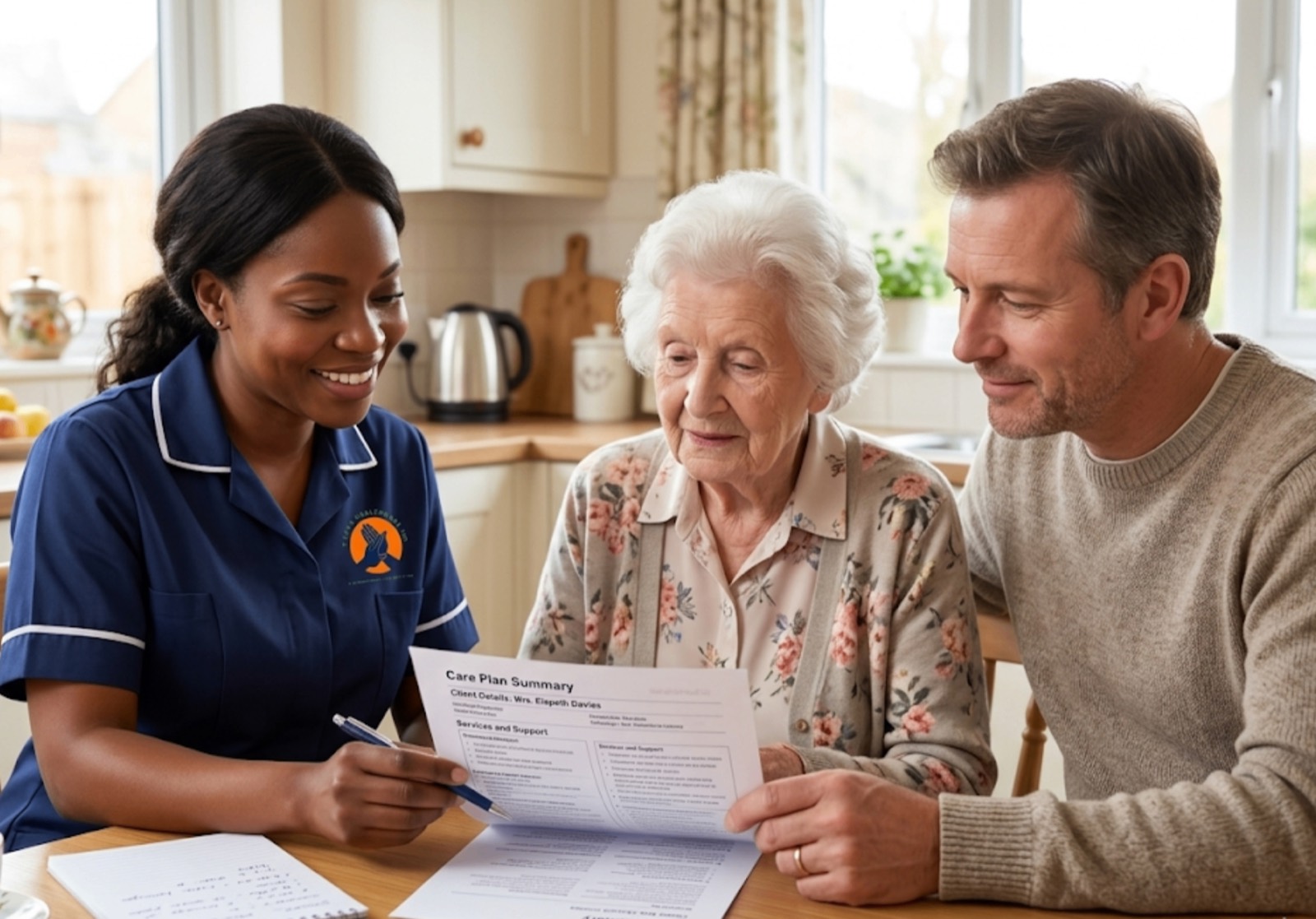 TLives Healthcare carer conducting a free home care assessment with a family in Sandwell, West Midlands