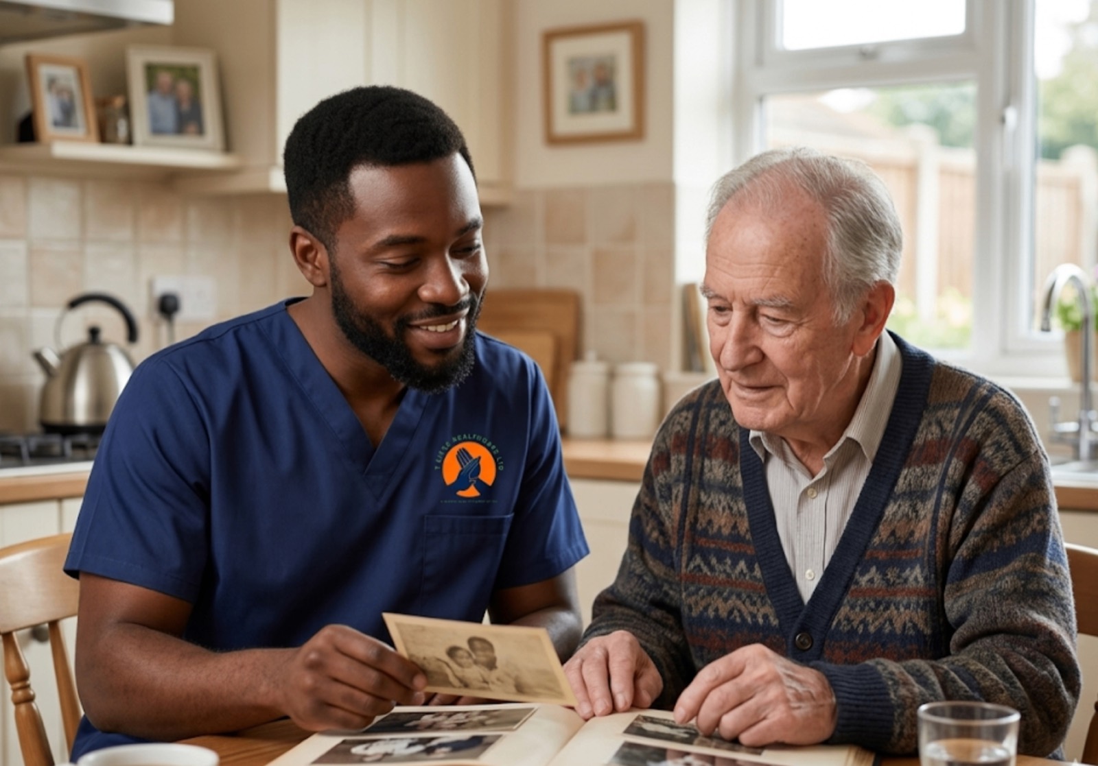 TLives Healthcare specialist dementia carer supporting an elderly man with memory care at home in Birmingham, West Midlands