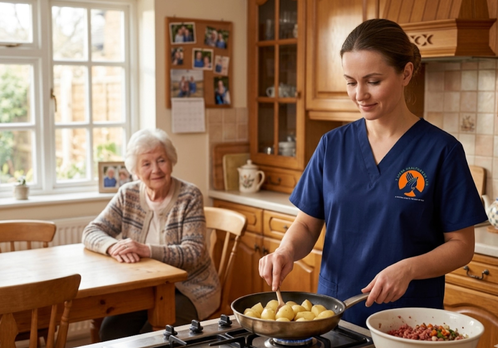 TLives Healthcare dementia carer maintaining a calm daily routine for an elderly client at home in Oldbury, Sandwell