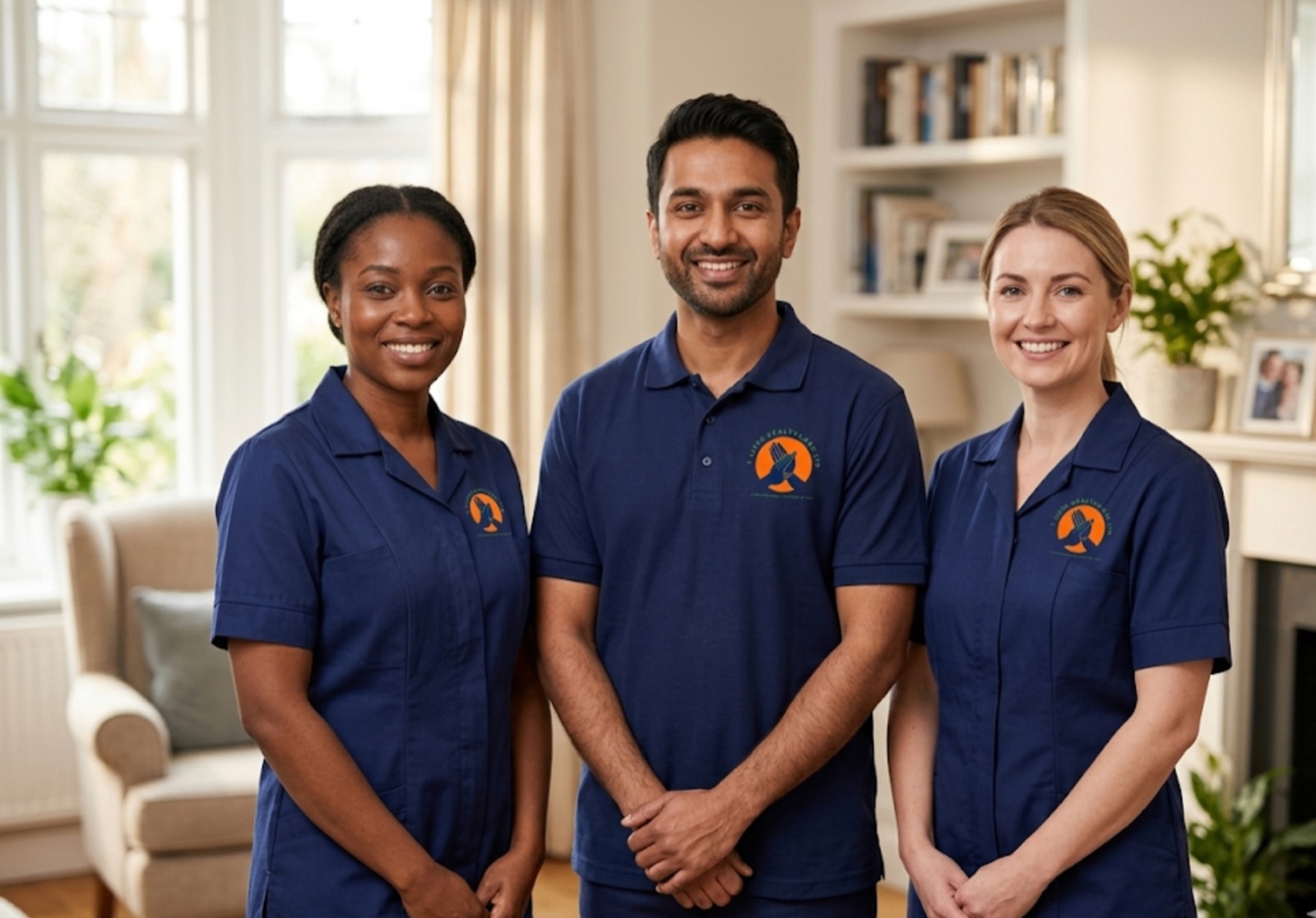 TLives Healthcare diverse team of professional home carers in navy uniforms, serving Sandwell and Birmingham
